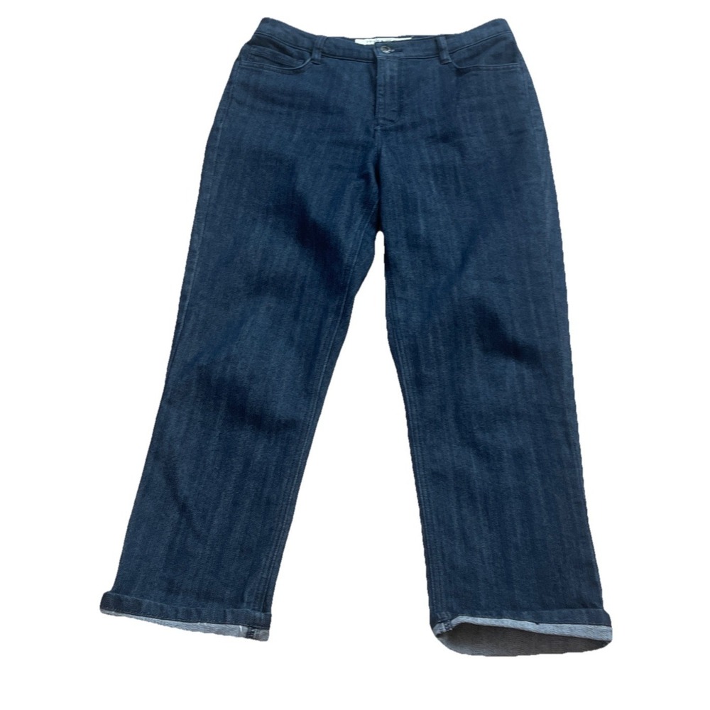 Jones New York Jeans Women's 6 Blue Stretch High Rise City Cuffed Capri Dark